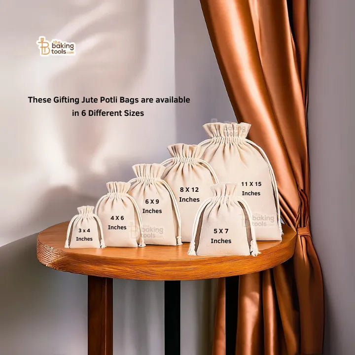 Jute Potli Bags – Pack of 10 | Eco-Friendly Gift | Various Sizes.